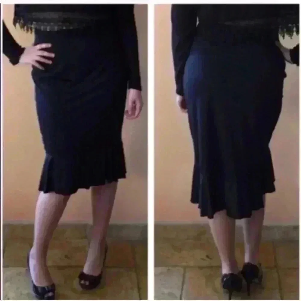 NEW Flirty Black elastic ruffle trim hi-lo skirt - Picture 4 of 4